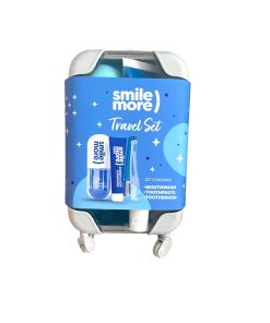 Smile More kelioninis burnos higienos rinkinys lagaminėlyje – pasta, skalavimo skystis ir šepetėlis
