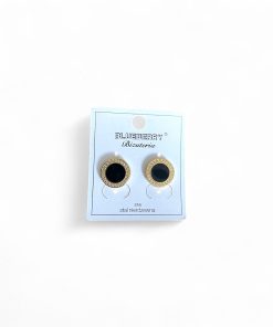 Blueberry auksinės spalvos auskarai su juodu akcentu