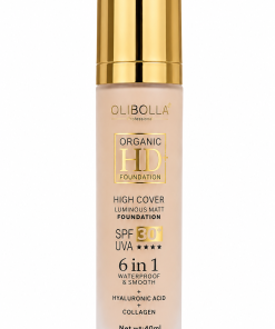 OLIBOLLA Organic HD+ Foundation 301 makiažo pagrindas su SPF 30, hialurono rūgštimi ir kolagenu 40 ml.