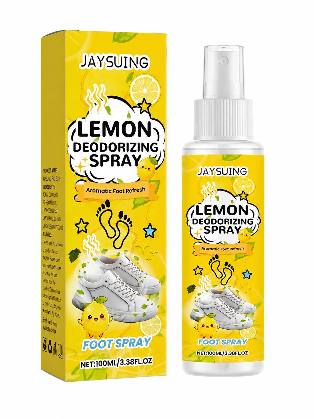 Citrinų aromato pėdų dezodorantas purškiklis JAYSUING Lemon Deodorizing Spray 100 ml