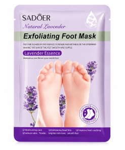 SADOER Natural Lavender Exfoliating Foot Mask – šveičiamoji pėdų kaukė su levandų ekstraktu (35 g / 1 pora)