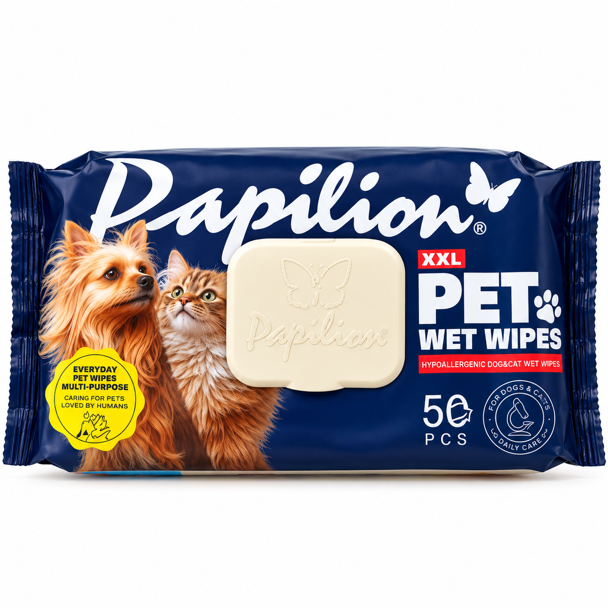 Papilion XXL drėgnos servetėlės šunims ir katėms 50 vnt.