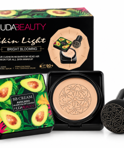 HUDA BEAUTY Skin Light Air Cushion BB kremas su grybuko formos aplikatoriumi ir pakuote