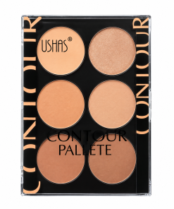 USHAS Contour Palette 6 spalvų veido kontūravimo paletė su matiniais ir švytinčiais atspalviais, 19 g.
