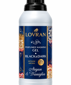 LOVRAN Black & Dark parfumuotas skalbimo gelis juodiems ir tamsiems audiniams Argan & Vanilla 1 l